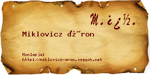 Miklovicz Áron névjegykártya